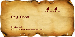 Ary Anna névjegykártya